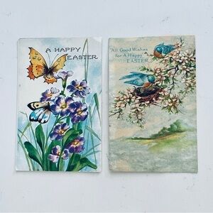 Lot of Two 2 Vintage Happy Easter Postcards
